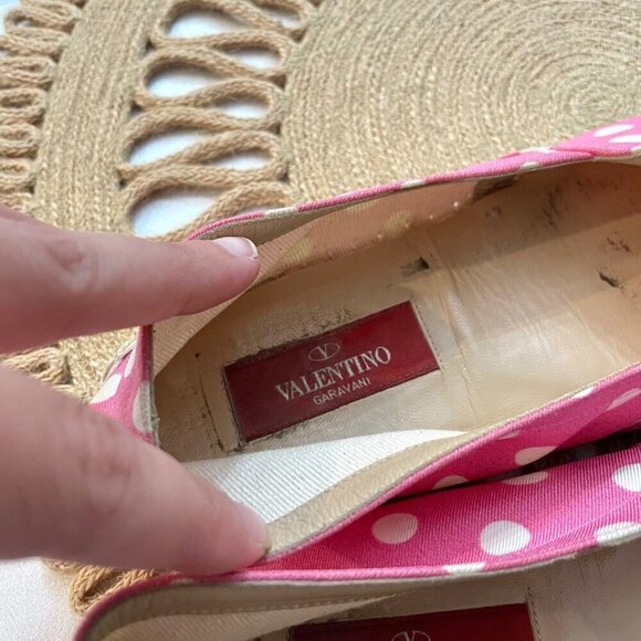 Valentino Garavani Hot Pink Polka Dot Espadrille Flats Size EU 38 - Picture 5 of 11